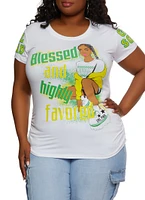 Womens Plus Size Blessed and Highly Favored Graphic Tee, White, Size 1X