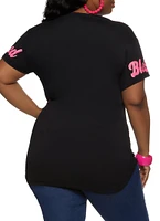 Womens Plus Size Living My Blessed Life Short Sleeve Graphic Tee, Black, Size 1X