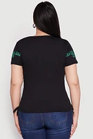 Womens Plus Size Sequin New York Graphic Tee, Black, Size 3X