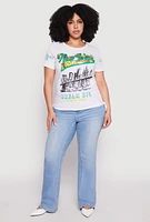 Womens Plus Size Sequin New York Graphic Tee, White, Size 3X