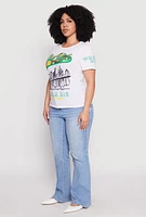 Womens Plus Size Sequin New York Graphic Tee, White, Size 3X