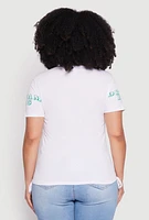 Womens Plus Size Sequin New York Graphic Tee, White, Size 3X