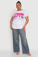 Womens Plus Size Love Yourself Graphic Tee, White, Size 2X