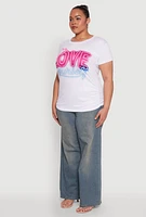 Womens Plus Size Love Yourself Graphic Tee, White, Size 1X