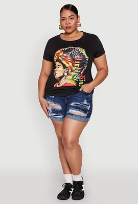 Womens Plus Size Always Be Ruched Graphic Tee, Black, Size 3X