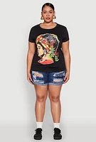 Womens Plus Size Always Be Ruched Graphic Tee, Black, Size 3X