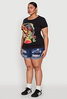 Womens Plus Size Always Be Ruched Graphic Tee, Black, Size 3X