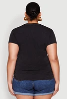 Womens Plus Always Be Ruched Graphic Tee,
