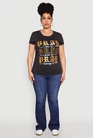 Womens Plus Size Mineral Wash Pray Graphic Tee, Grey, Size 1X