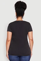 Womens Plus Size Mineral Wash Pray Graphic Tee, Grey, Size 1X