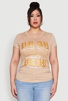 Womens Plus Mineral Wash Pray Graphic Tee,