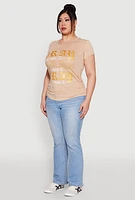 Womens Plus Mineral Wash Pray Graphic Tee,