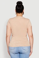 Womens Plus Mineral Wash Pray Graphic Tee,
