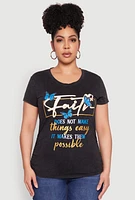 Womens Plus Mineral Wash Butterfly Faith Graphic Tee,