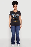Womens Plus Mineral Wash Butterfly Faith Graphic Tee,