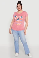 Womens Plus Size Mineral Wash Butterfly Faith Graphic Tee, Pink, Size 2X