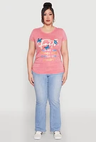Womens Plus Size Mineral Wash Butterfly Faith Graphic Tee, Pink, Size 2X