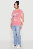 Womens Plus Size Mineral Wash Butterfly Faith Graphic Tee, Pink, Size 2X
