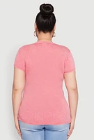 Womens Plus Size Mineral Wash Butterfly Faith Graphic Tee, Pink, Size 2X