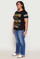 Womens Plus Sequin Believe Graphic Tee,