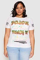 Womens Plus Size Sequin Believe Graphic Tee, White, Size 3X