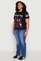 Womens Plus Size Sequin Blessed Life Graphic Tee, Black, Size 2X
