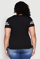 Womens Plus Size Sequin Blessed Life Graphic Tee, Black, Size 2X