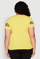 Womens Plus Size Sequin Blessed Life Graphic Tee, Yellow, Size 2X