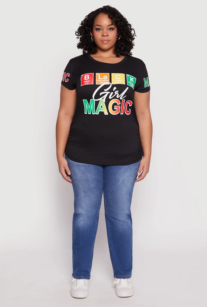 Womens Plus Size Black Girl Magic Graphic Tee, Black, Size 2X