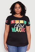 Womens Plus Size Black Girl Magic Graphic Tee, Black, Size 2X