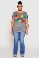 Womens Plus Size Black Girl Magic Graphic Tee, Grey, Size 2X