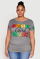 Womens Plus Size Black Girl Magic Graphic Tee, Grey, Size 2X