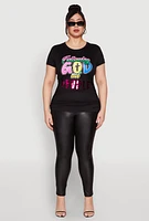 Womens Plus Size Following God Sequin Graphic Tee, Black, Size 2X