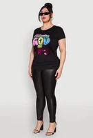 Womens Plus Size Following God Sequin Graphic Tee, Black, Size 2X