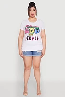 Womens Plus Size Following God Sequin Graphic Tee, White, Size 1X
