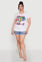 Womens Plus Size Following God Sequin Graphic Tee, White, Size 1X