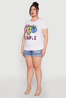Womens Plus Size Following God Sequin Graphic Tee, White, Size 1X