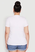 Womens Plus Size Following God Sequin Graphic Tee, White, Size 1X