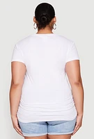 Womens Plus Size Black Girl Magic Sequin Graphic Tee, White, Size 2X
