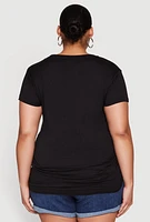 Womens Plus Girl Boss Sequin Graphic Tee,