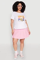 Womens Plus Size Rib Knit No New Friends Graphic Tee, White, Size 3X