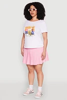 Womens Plus Size Rib Knit No New Friends Graphic Tee, White, Size 3X