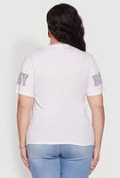 Womens Plus Size Sequin Bossy Ideas Graphic Tee, White, Size 2X