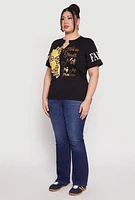 Womens Plus Size Sequin Thou Shall Not Graphic Tee, Black, Size 1X