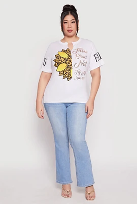 Womens Plus Size Sequin Thou Shall Not Graphic Tee, White, Size 2X