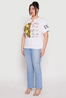 Womens Plus Size Sequin Thou Shall Not Graphic Tee, White, Size 3X