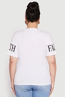 Womens Plus Size Sequin Thou Shall Not Graphic Tee, White, Size 1X
