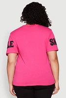 Womens Plus Size Sequin Smile More Graphic Tee, Pink, Size 1X