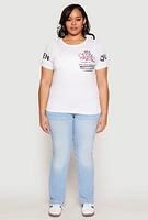 Womens Plus Size Sequin Queen Graphic Tee, White, Size 1X