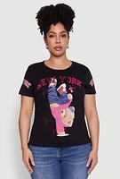 Womens Plus Size New York Sequin Bear Graphic Top, Black, Size 2X